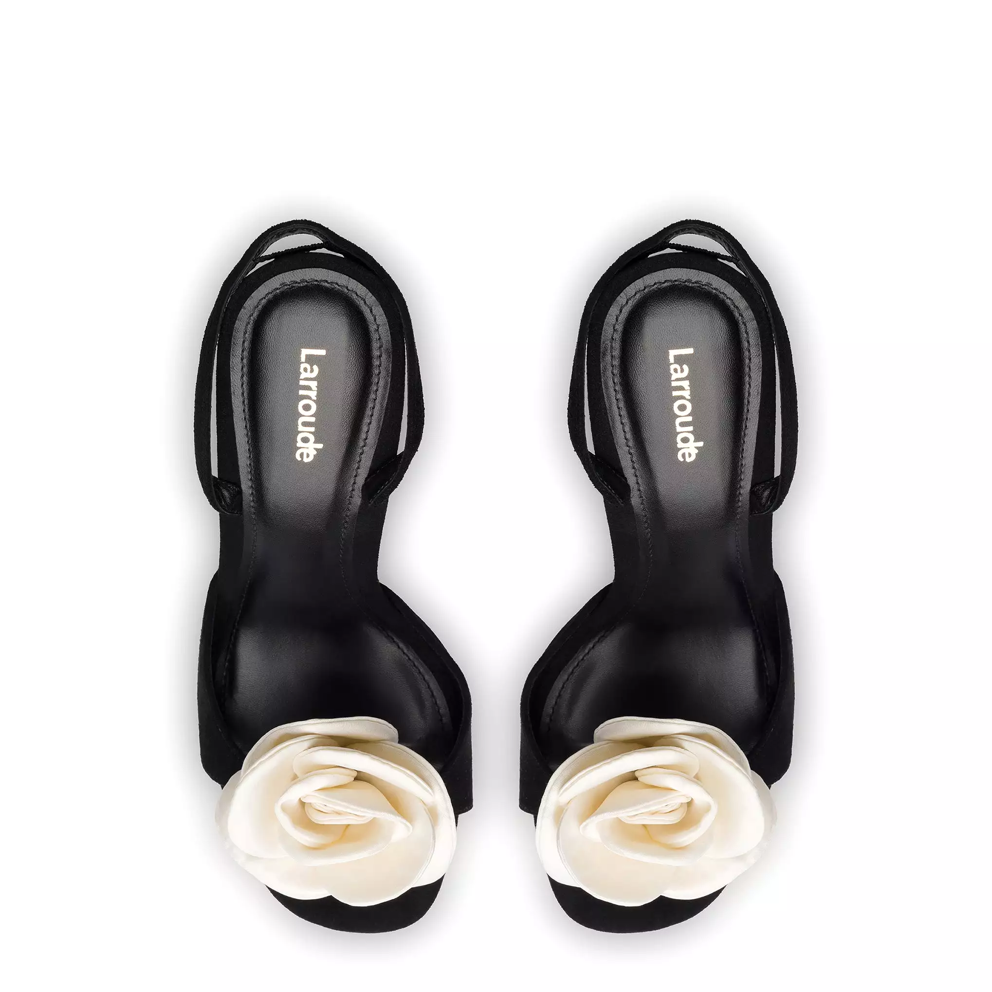 Salma Sandal In Black Suede and Ivory Satin