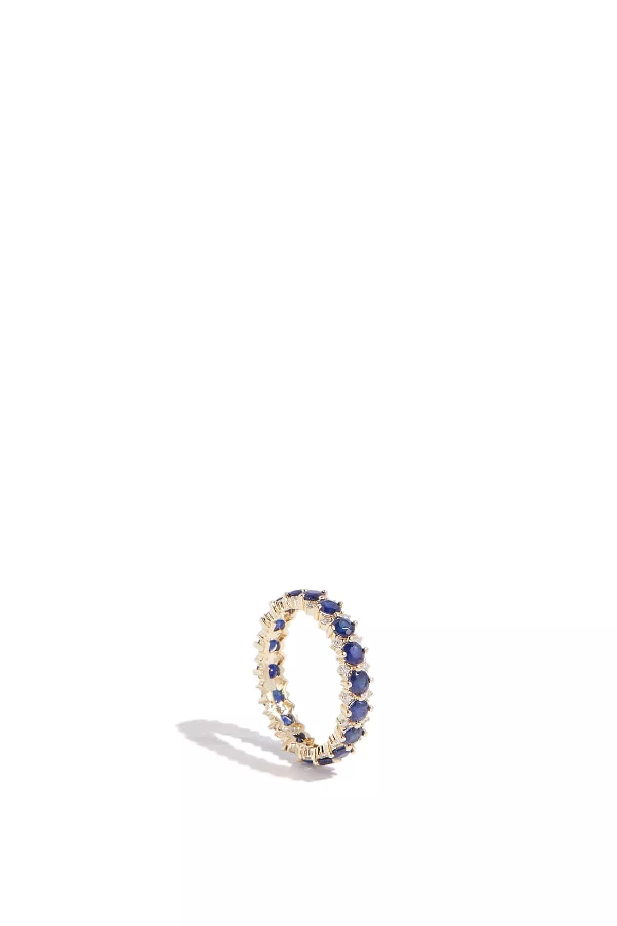 Sapphire and Diamond Rounds J Hoops in 14k Yellow Gold