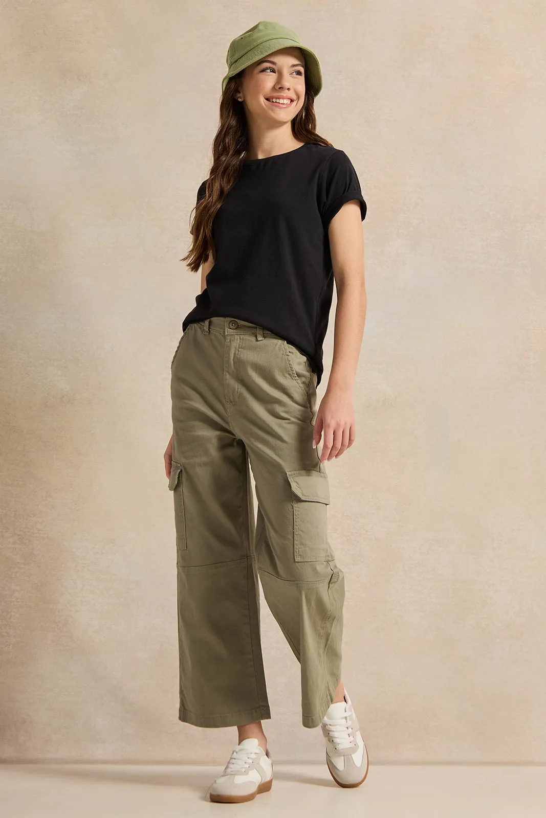 Senior Girls Olive Cargo Pants