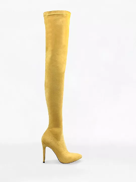 Sexy Suede Pointed Toe Stiletto Over The Knee High Heels Boots