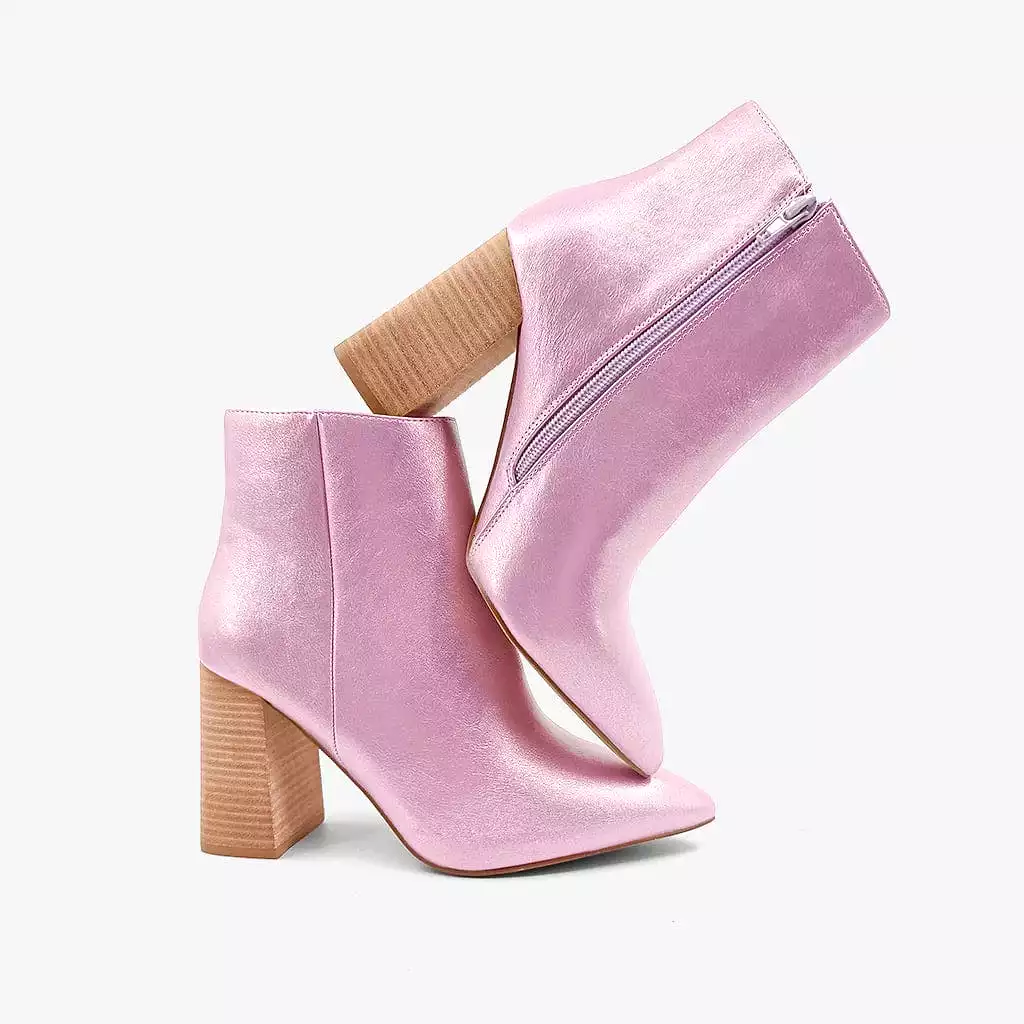 Shu Shop Pink Metallic Veronica Bootie