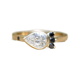 Sideways Pear Shape Raw Diamond Engagement Ring