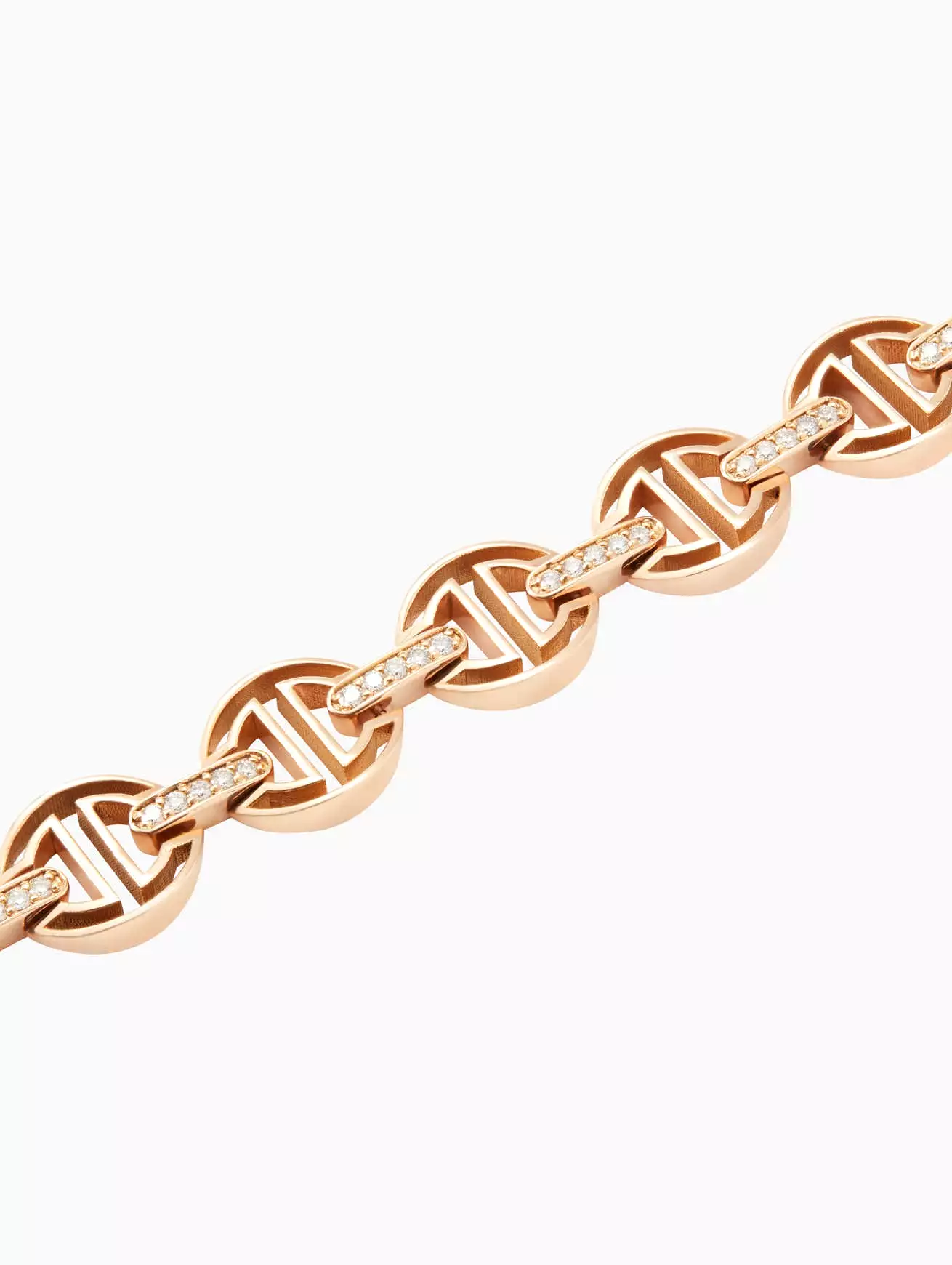 Small Link MMV Bracelet With Diamond Bridge