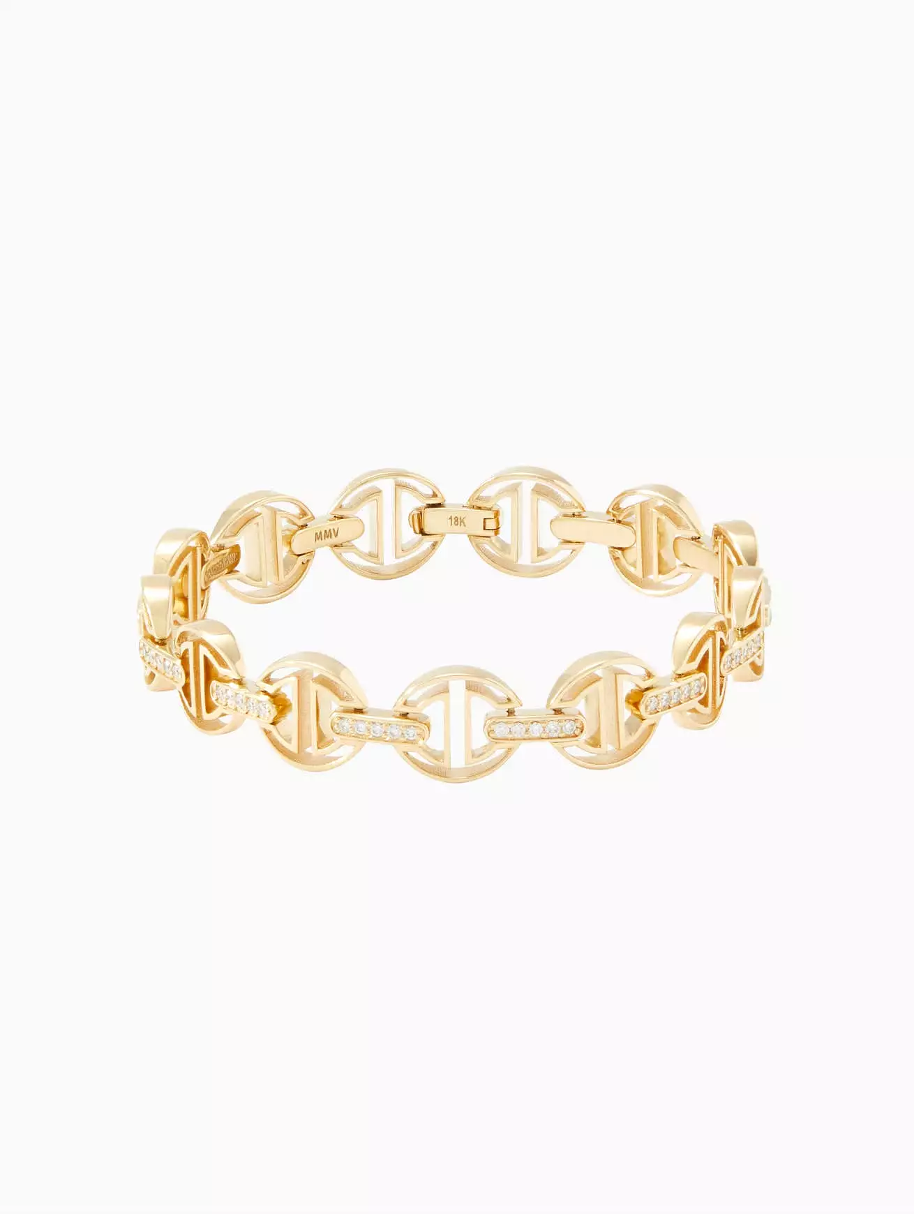 Small Link MMV Bracelet With Diamond Bridge