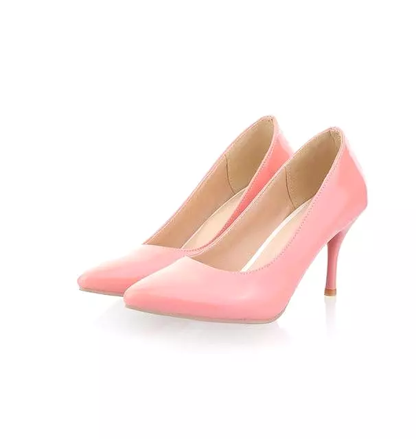 Solid Patent Leather Heeled Pumps Shoes