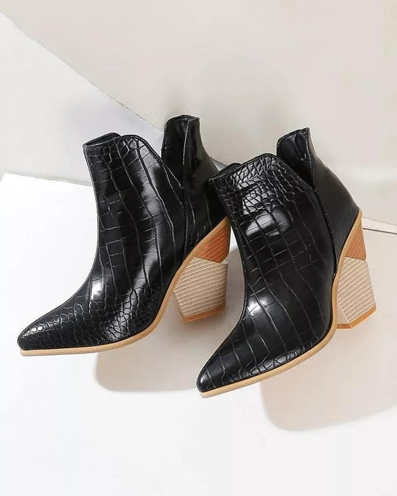 Somple Pointed Toe Slip On Boots