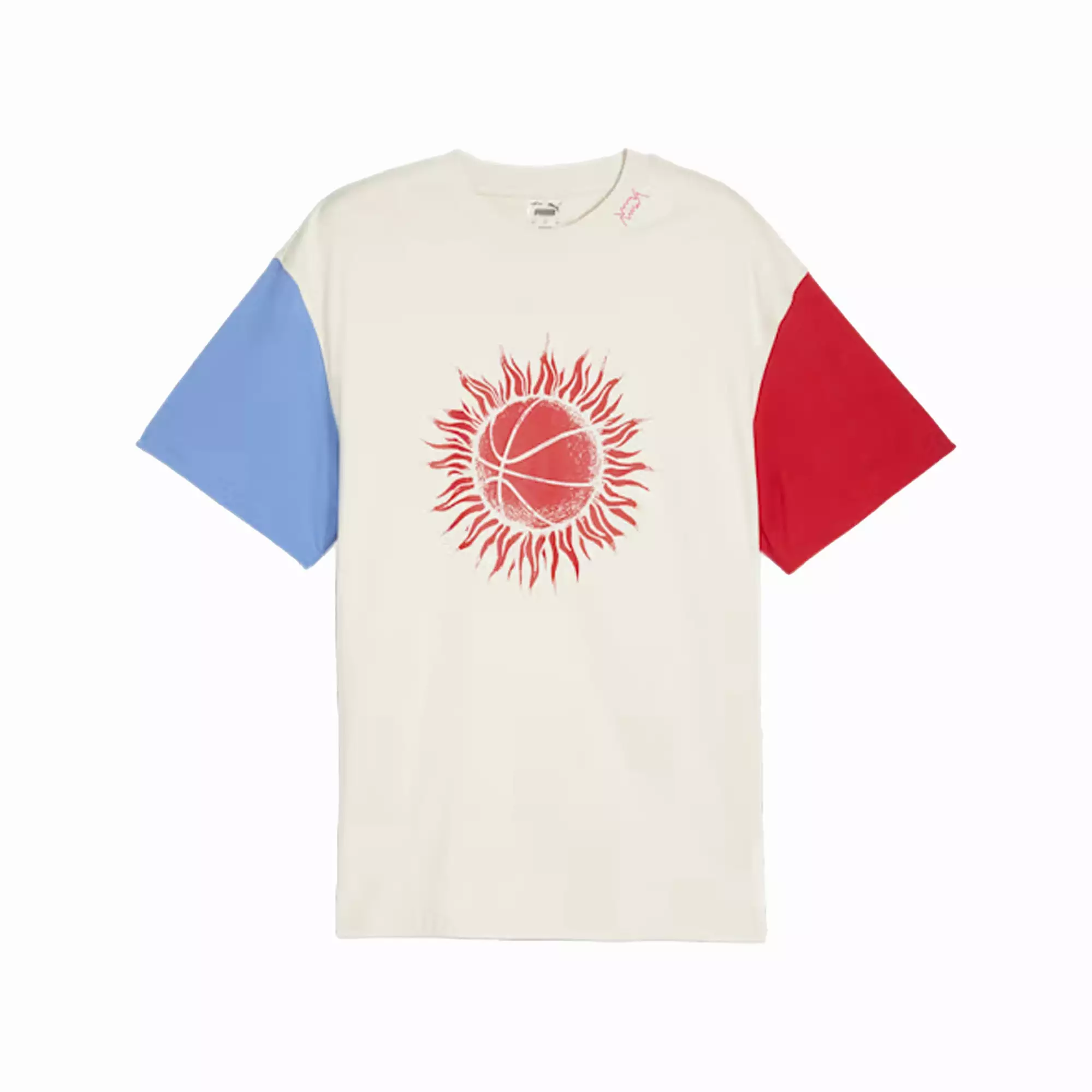 SUN BALL BASKETBALL T-SHIRT 'ALPINE SNOW/RED/BLUE'