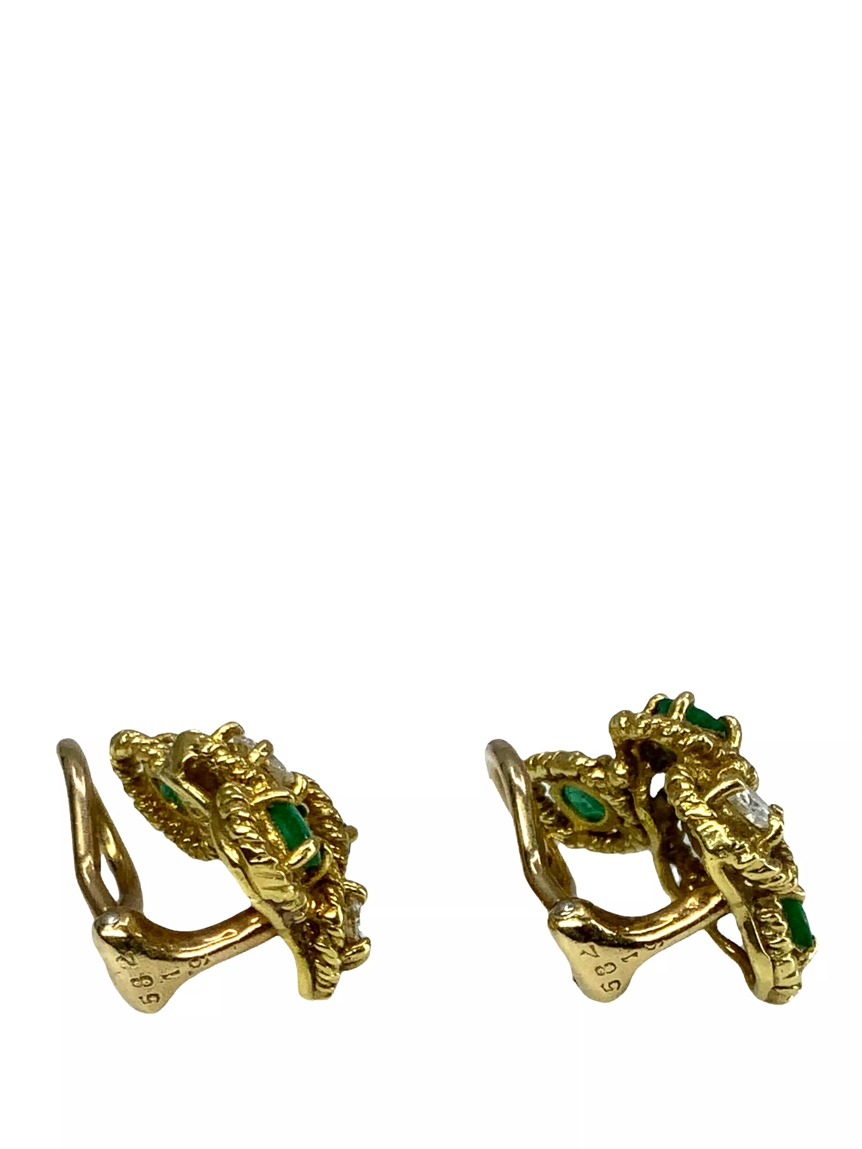 Temple St. Clair Emerald Diamond Gold Clip-On Earrings