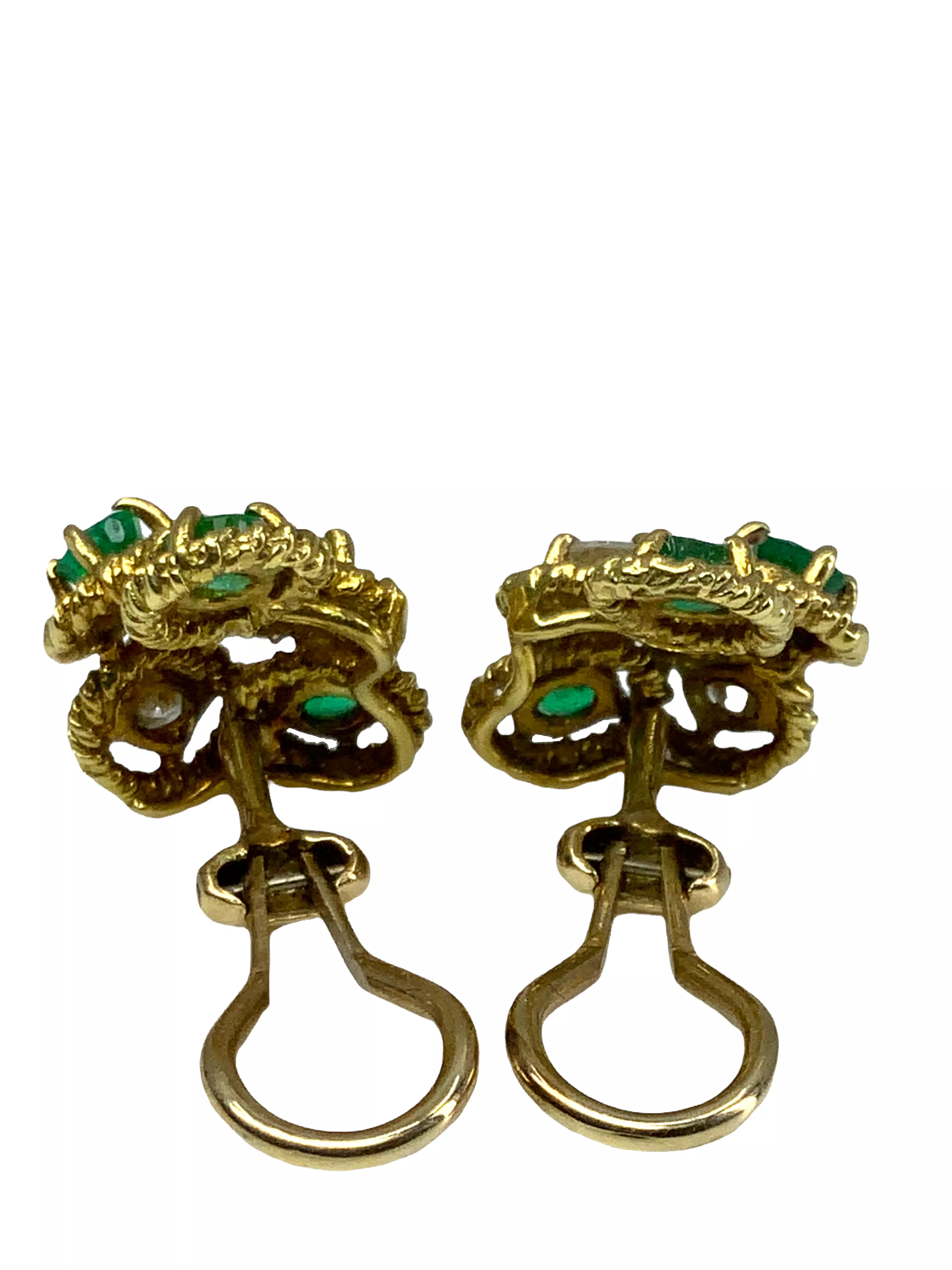 Temple St. Clair Emerald Diamond Gold Clip-On Earrings