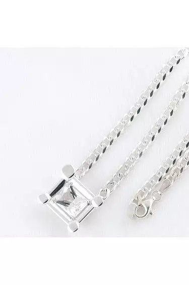 Tesse Rectangular Necklace - Sterling Silver