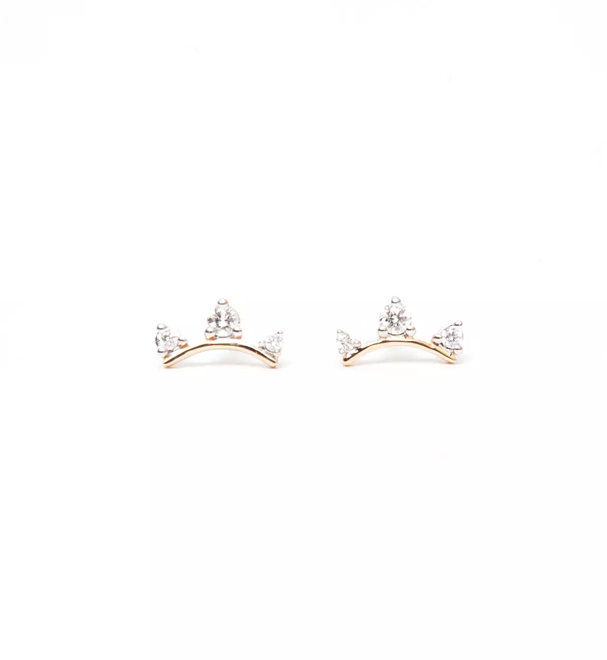 Three Diamond Amigos Curve Studs