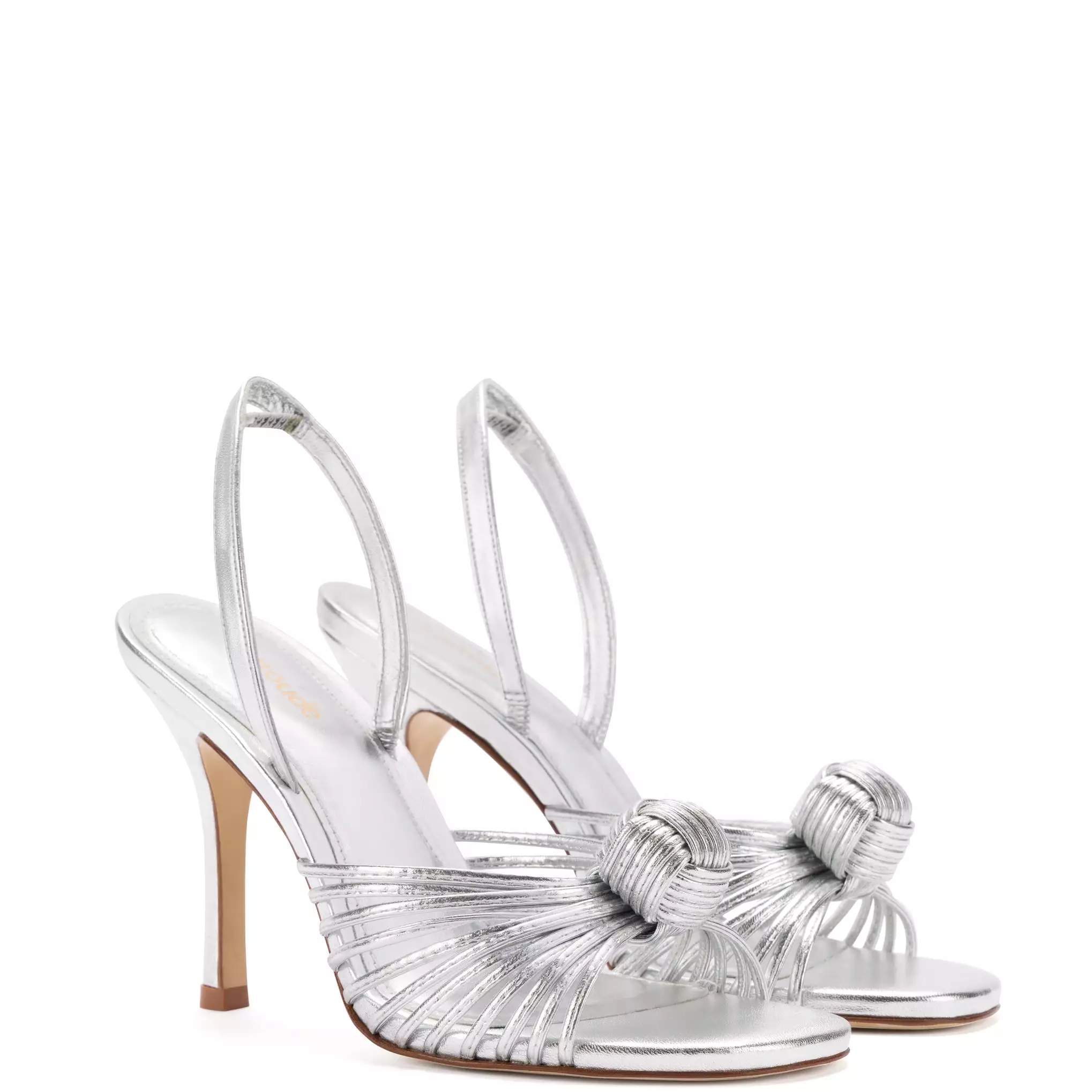 Valerie Slingback Sandal In Silver Metallic Leather