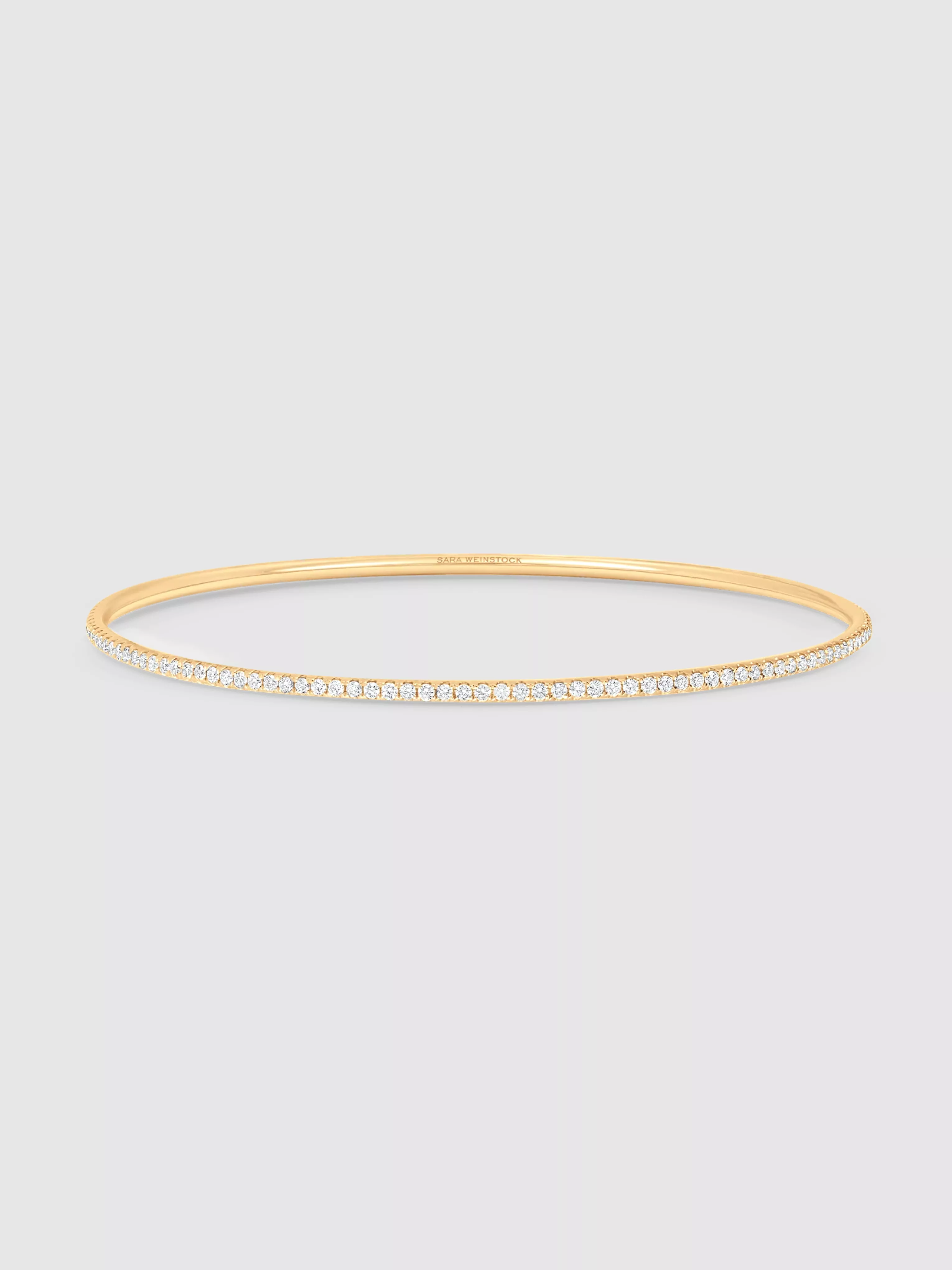 Veena Eternity Yellow Gold White Diamond Thin Wide Bangle