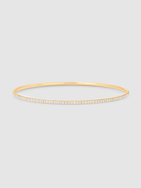 Veena Eternity Yellow Gold White Diamond Thin Wide Bangle