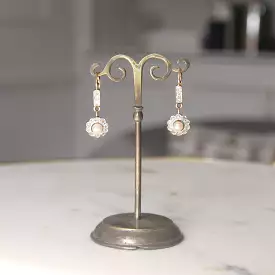 Victorian Natural Pearl and Rose Cut Diamond Drop Earrings