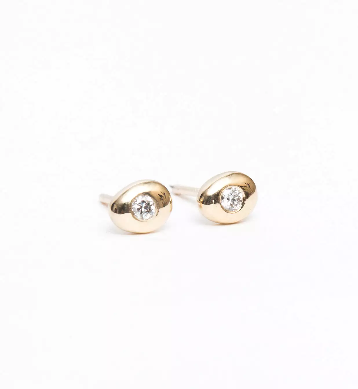 White Diamond Pebble Studs