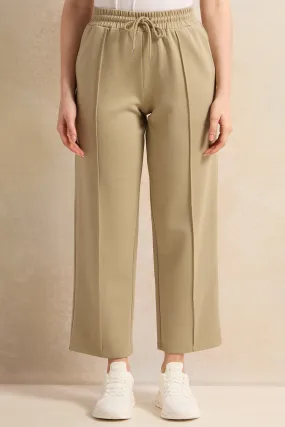 Women Olive Wide Leg Active Pants