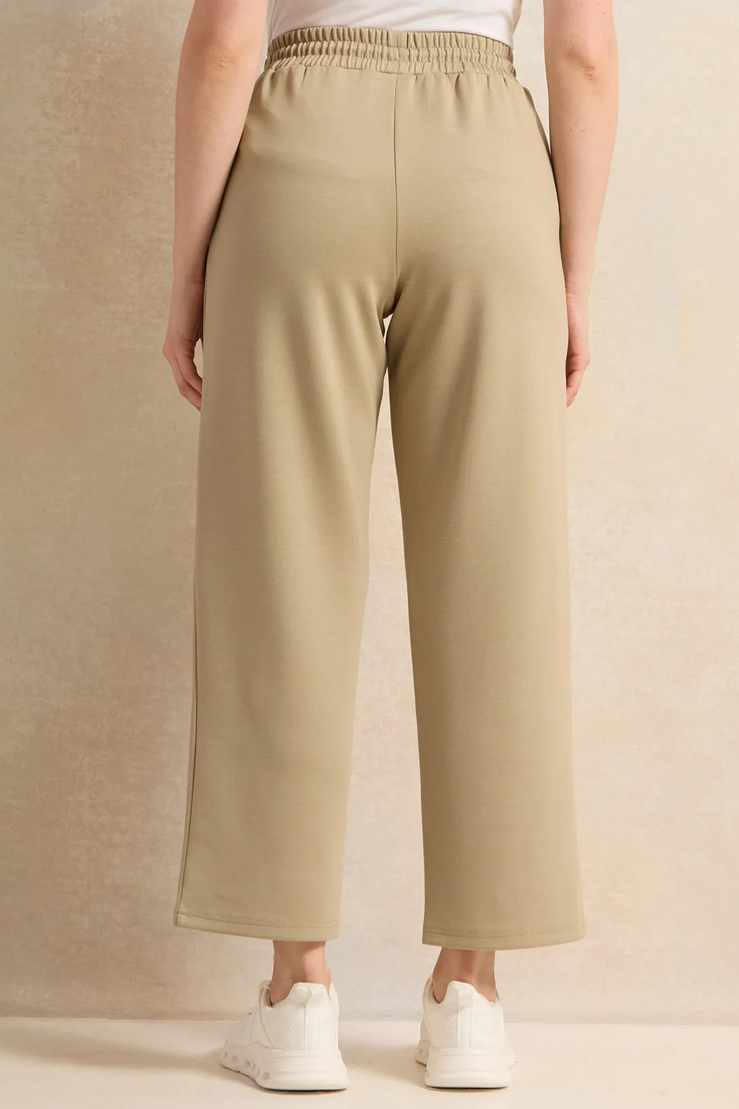 Women Olive Wide Leg Active Pants