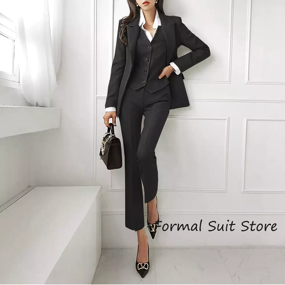 Women's 3 Piece Suit Single Breasted Point Collar Wedding Tuxedo Custom Elegant Quinceanera Dresses for Prom Womens Clothing