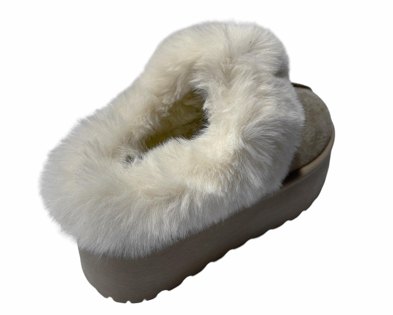 Women's Faux Suede Platform Slip On fur Slippers