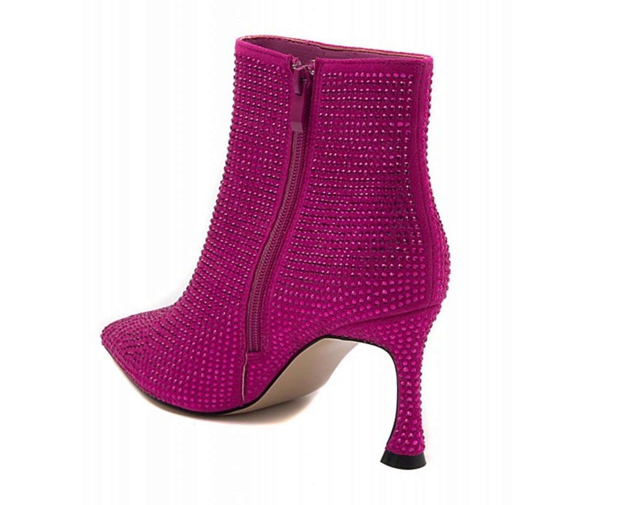 Women's Ideal Shoes 3671 Crystals Ankle Boots Fuchsia