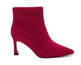 Women's Ideal Shoes 3671 Crystals Ankle Boots Red