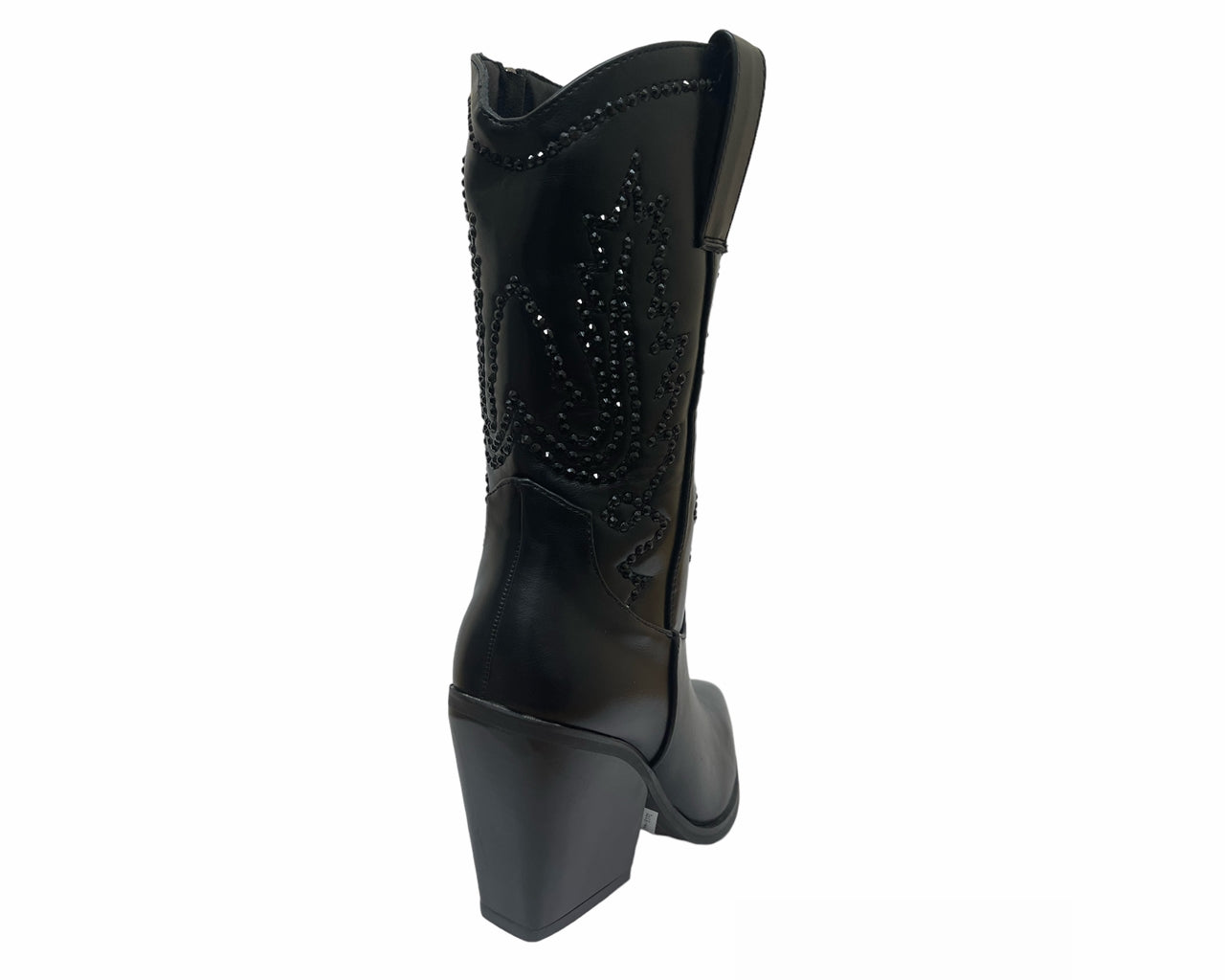 Women's Mid Calf Cowboy Embroidery Diamante Boots