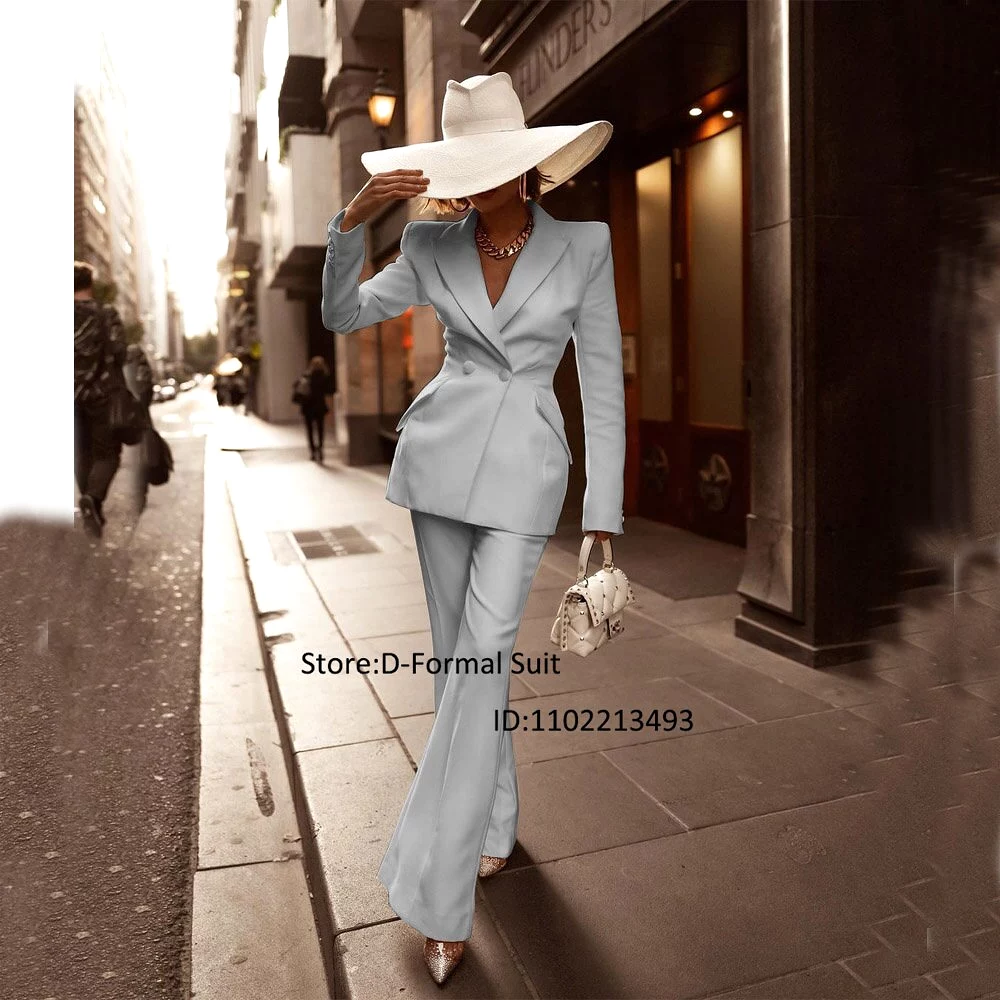 Women's Suit Two-piece Fashion High Street Dress Slim Double-breasted Custom Short Sets Chic and Elegant Woman Set Pant Pieces