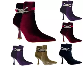 Women's Velvet Spool Heel Ankle Boots