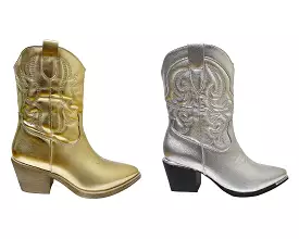 Women's Western Cowboy Embroidered Ankle Boots